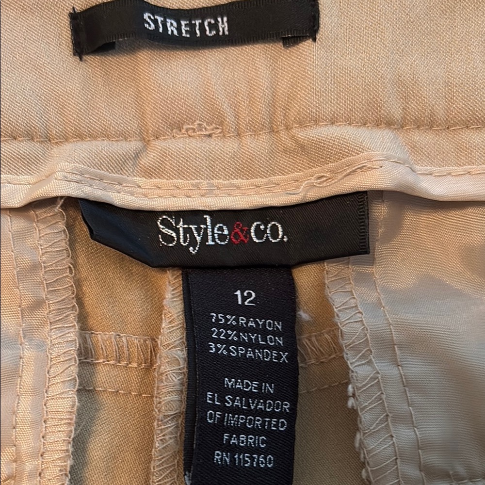 Style & Co Classic Tan Trousers 12 - Picture 3 of 6